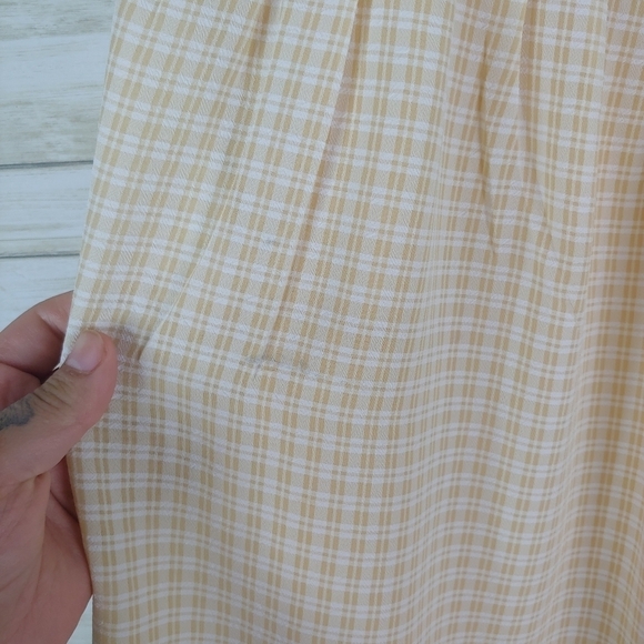 Vintage Beige Plaid Tartan Academia Viscose Feel Dress - Picture 2 of 4